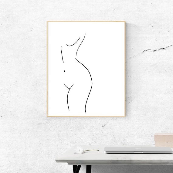 Woman Line Drawing Art Print Curve Minimalist Female Body Modern Poster Feminist