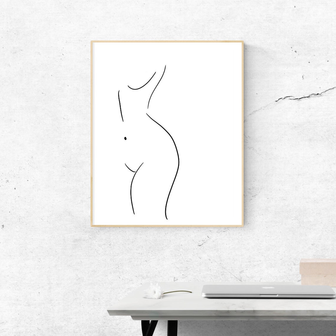 Abstract Female Body Curves Single Line Drawing Modern Art Print