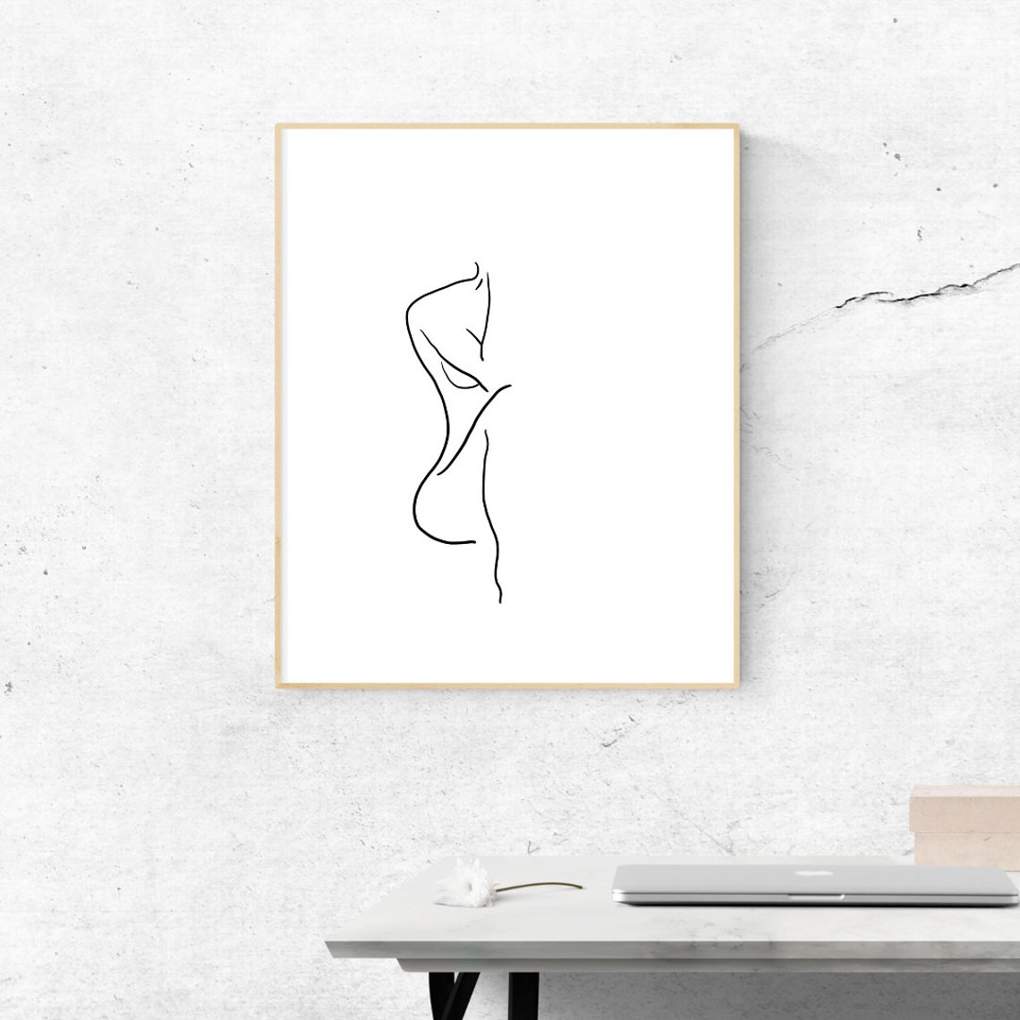 Woman Line Drawing Art Print Half Minimalist Female Body Modern Poster Feminist