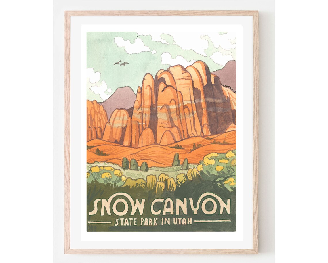 Snow Canyon Travel Poster, Utah State Park Art Print