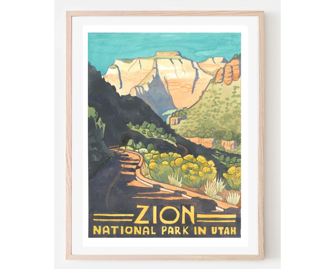 Zion National Park Vintage Travel Poster Art Print