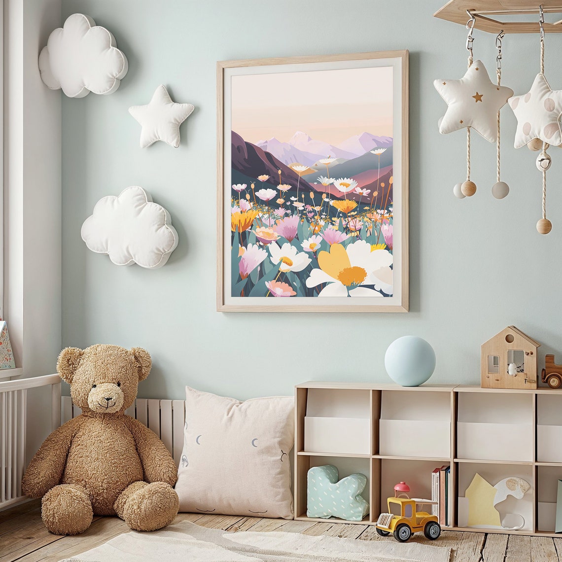 Wildflower Mountain Meadow Sunset Daisy Field Nature Wall Poster - Image 2