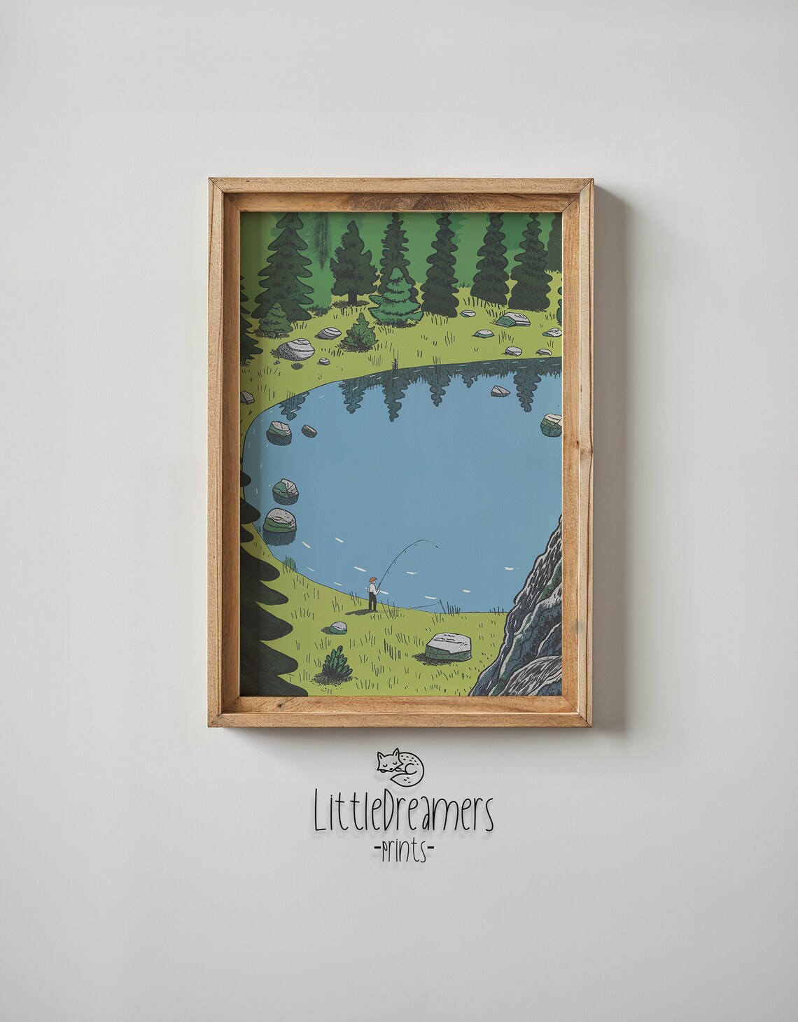 Fishing Adventure Art Lake Scene Nursery Wall Art Kids Fishing Poster Nature Landscape Print Outdoor Decor Gift - Image 4