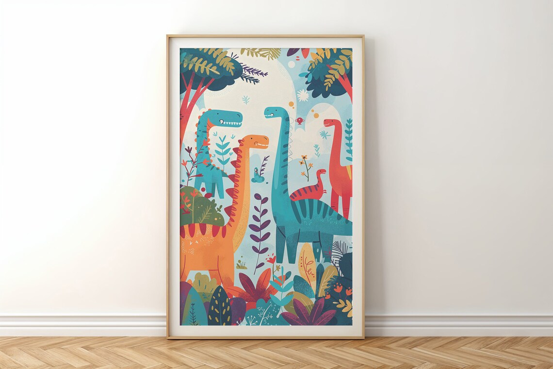 Colorful Dinosaur Nursery Art Print, Baby Room Decor - Image 4