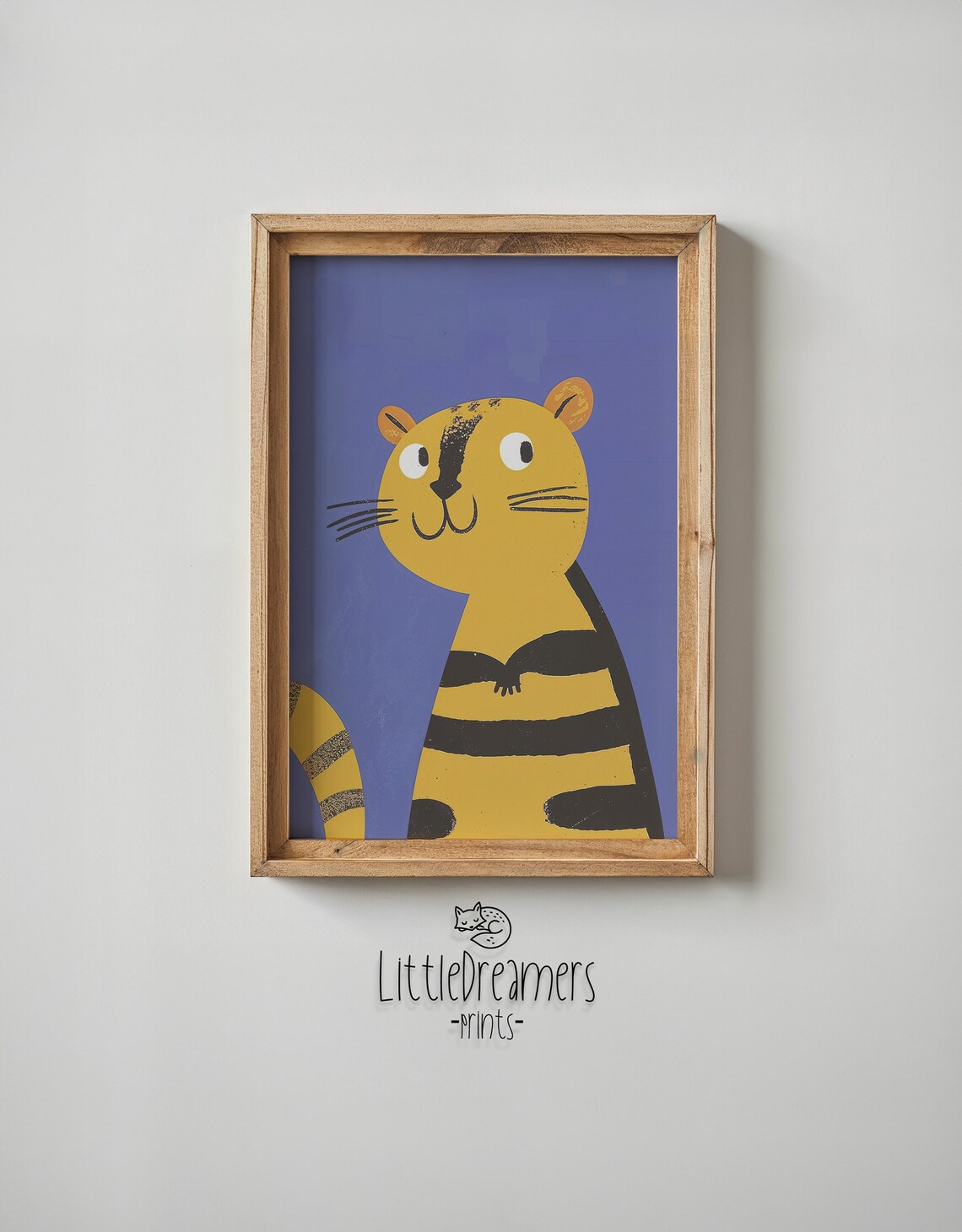 Smiling Orange Tiger Cub Cartoon Nursery Kids Room Animal Poster