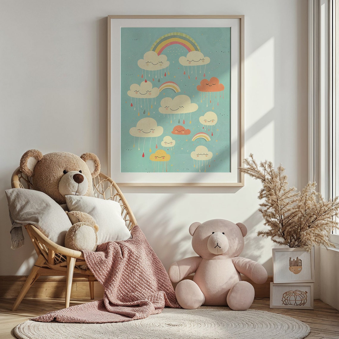 Rainbow Clouds Nursery Wall Art Smile Rain Kids Posters Whimsical Weather Decor Colorful Baby Room Art Instant Gift - Image 5
