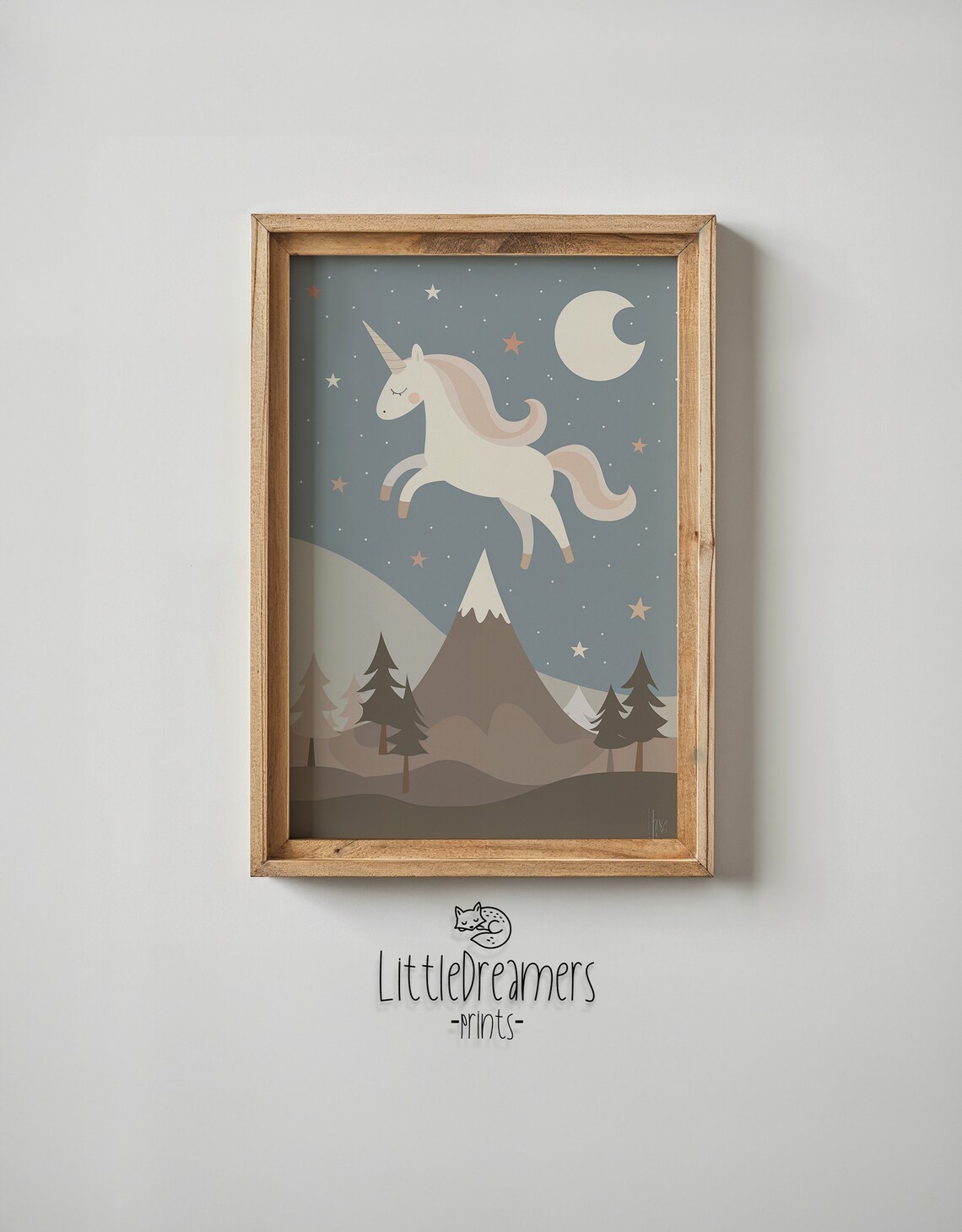 Leaping Unicorn Moon Stars Mountain Night Kids Room Wall Poster - Image 5