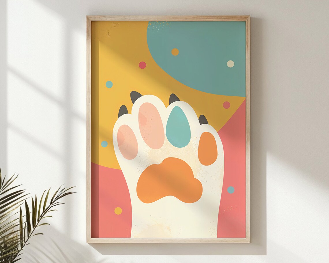 Colorful Paw Prints Nursery Art Print, Playroom Decor