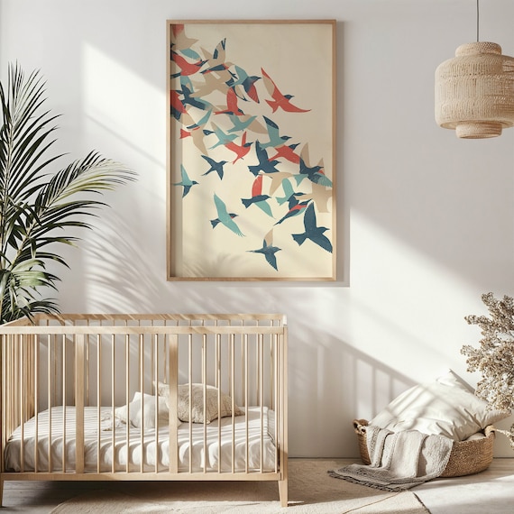 Bird Flock Nursery Wall Art, Migration Art Print