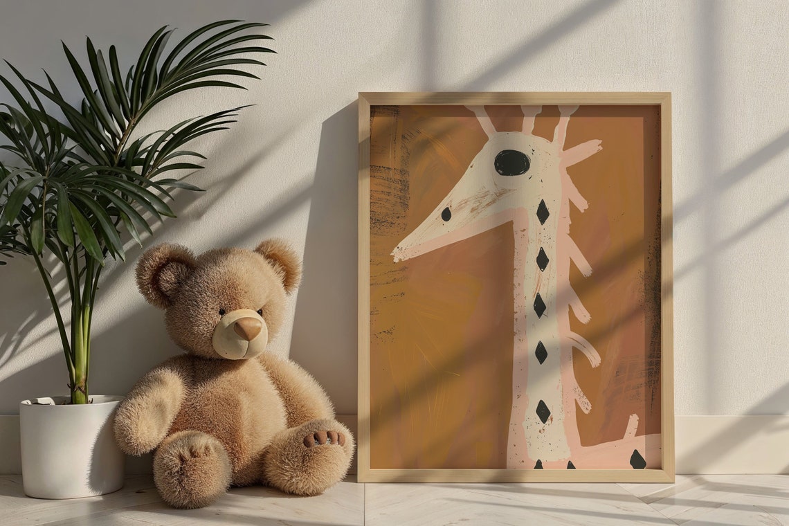 Abstract Giraffe Cream Diamond Spots Caramel Background Nursery Poster - Image 6