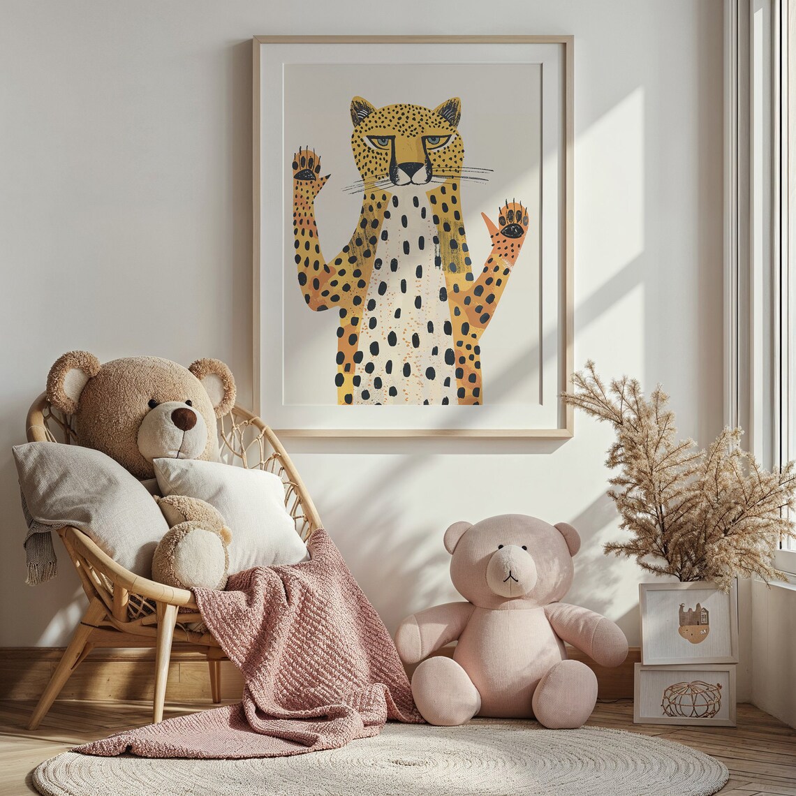 Cheetah Nursery Safari Animal Poster, Neutral Decor - Image 3