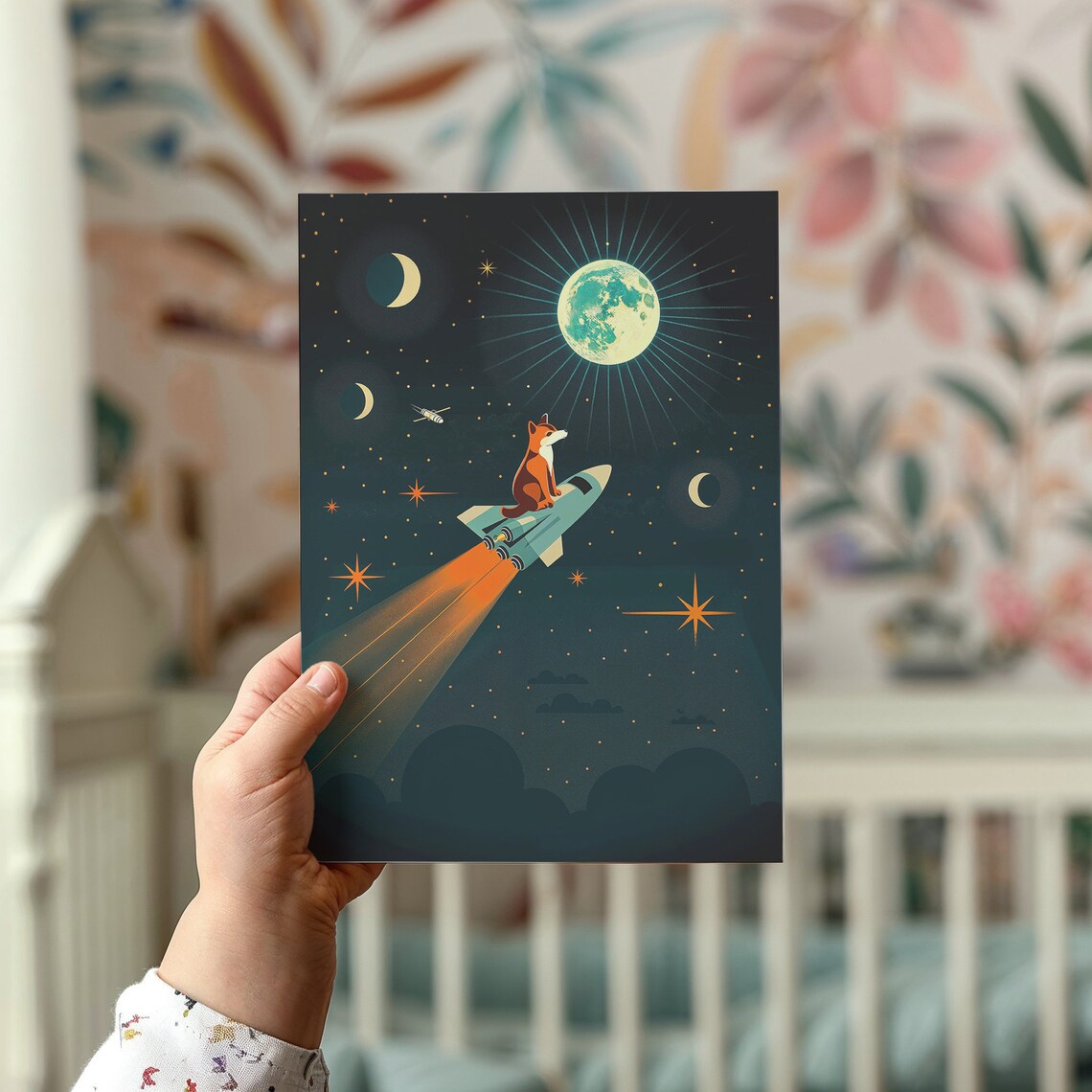 Astronaut Fox Space Nursery Art Print, Kids Room - Image 2