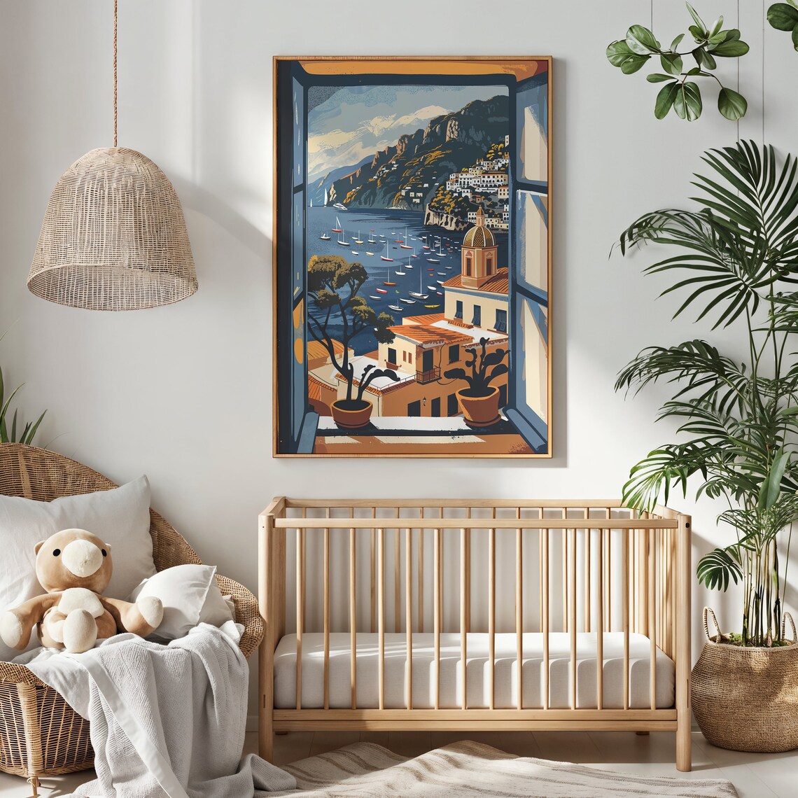 Coastal Seaside View Nursery Wall Art Mediterranean Landscape Kids Poster Nautical Decor Gift Ocean Scenery - Image 4