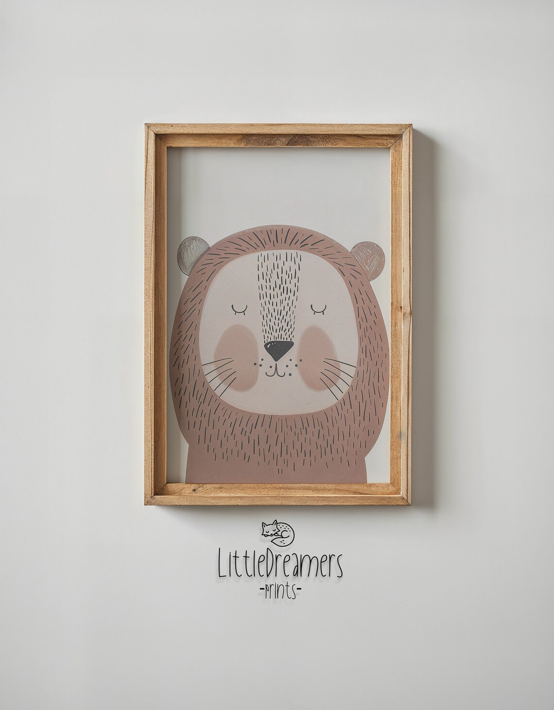 Sleeping Lion Face Nursery Poster Blush Pink Minimalist Baby Wall Art - Image 6