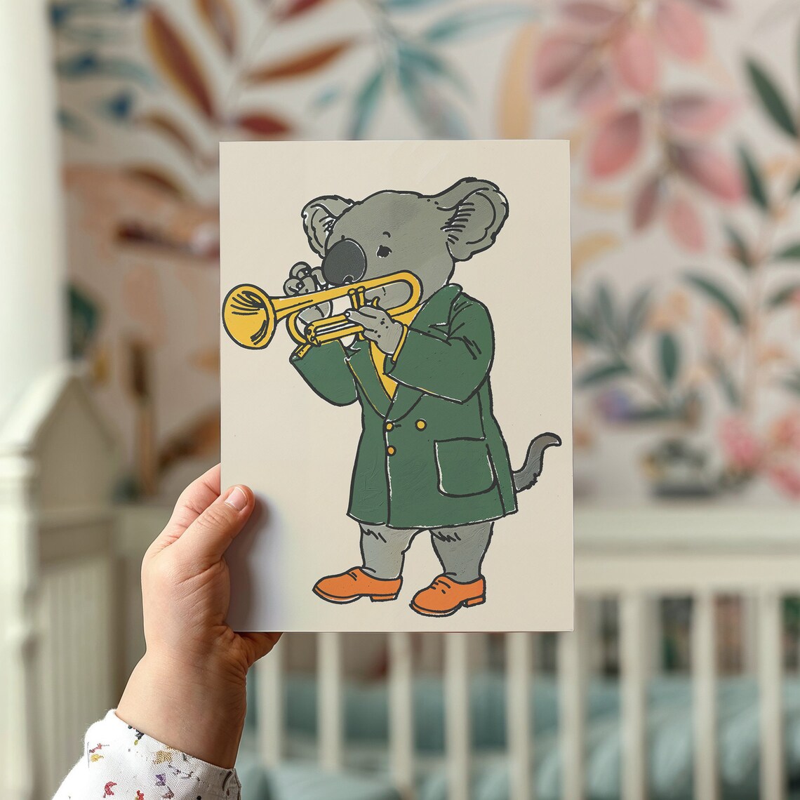 Koala Playing Gold Trumpet Green Suit Kids Music Room Wall Poster - Image 2