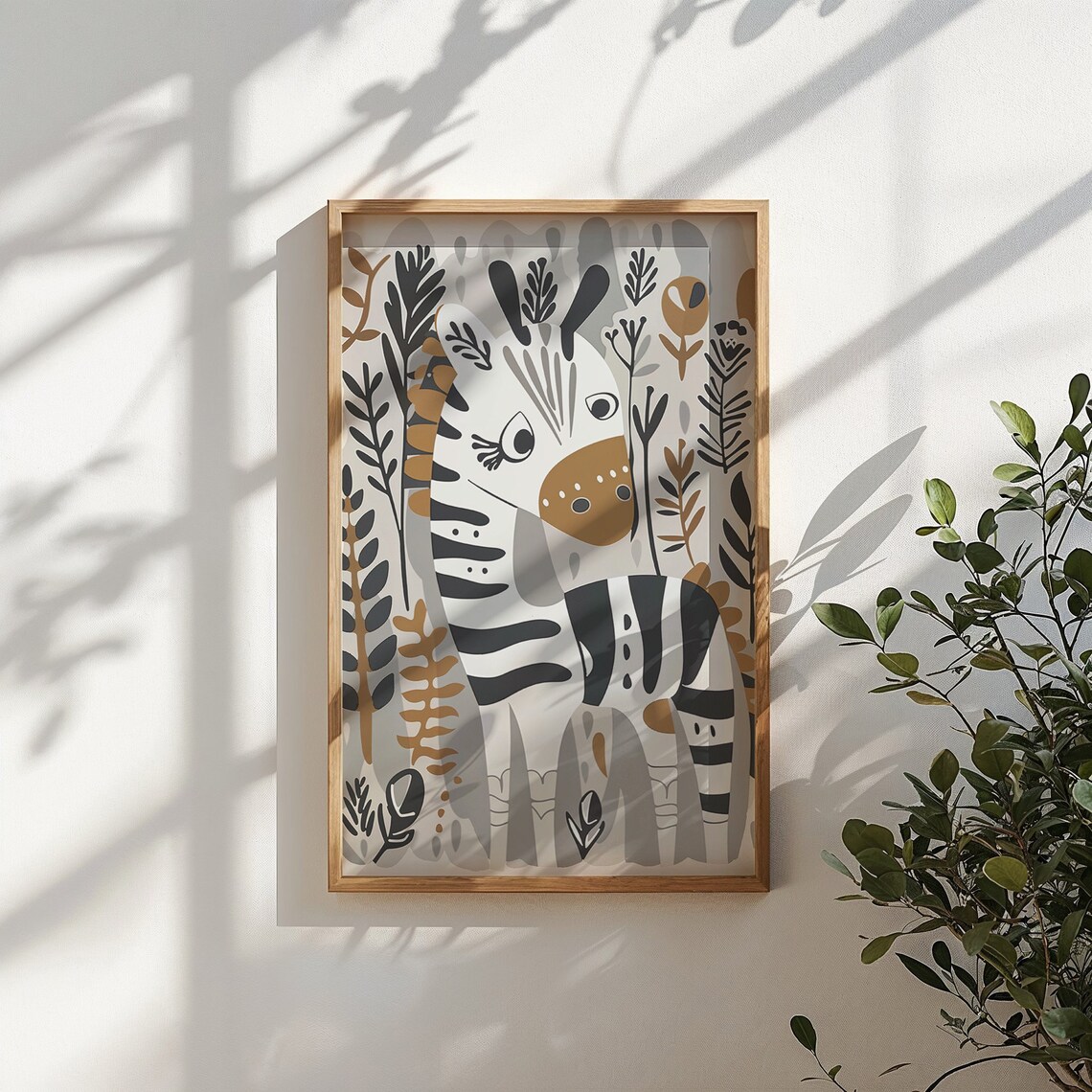 Zebra Safari Nursery Poster Neutral Tones Botanical Jungle Kids Print - Image 5