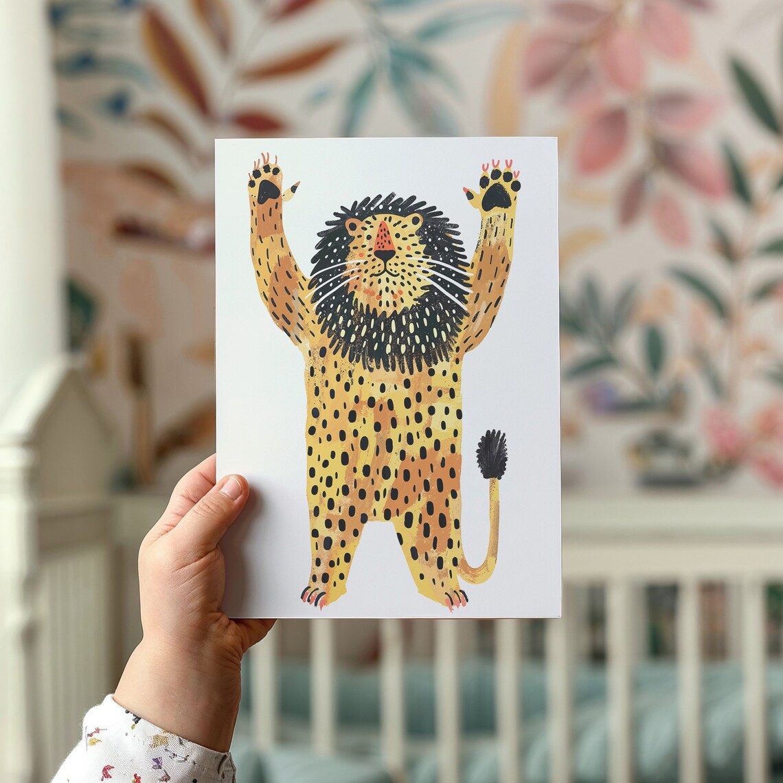 Cheerful Lion Nursery Safari Animal Kids Art Print - Image 2