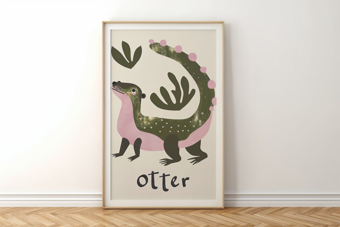 Otter Nursery Wall Art Print, Neutral Kids Room - Image 5
