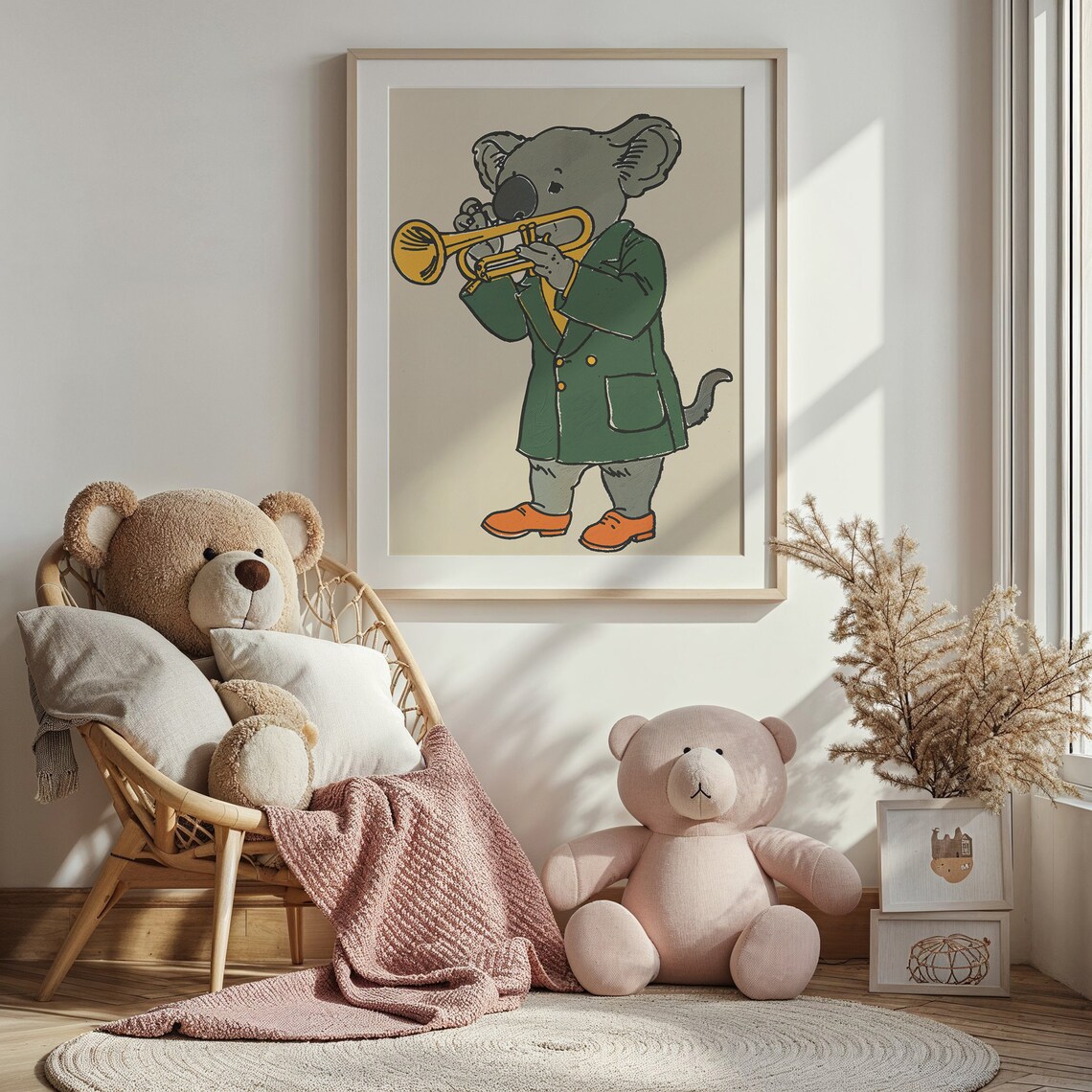 Koala Playing Gold Trumpet Green Suit Kids Music Room Wall Poster - Image 4