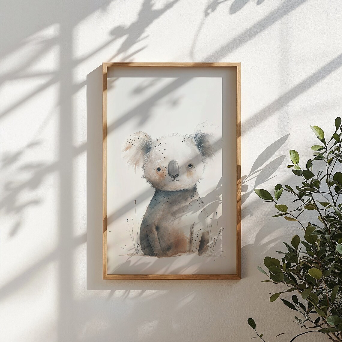 Baby Koala Watercolor Nursery Poster Soft Gray Neutral Tones Kids Art - Image 4