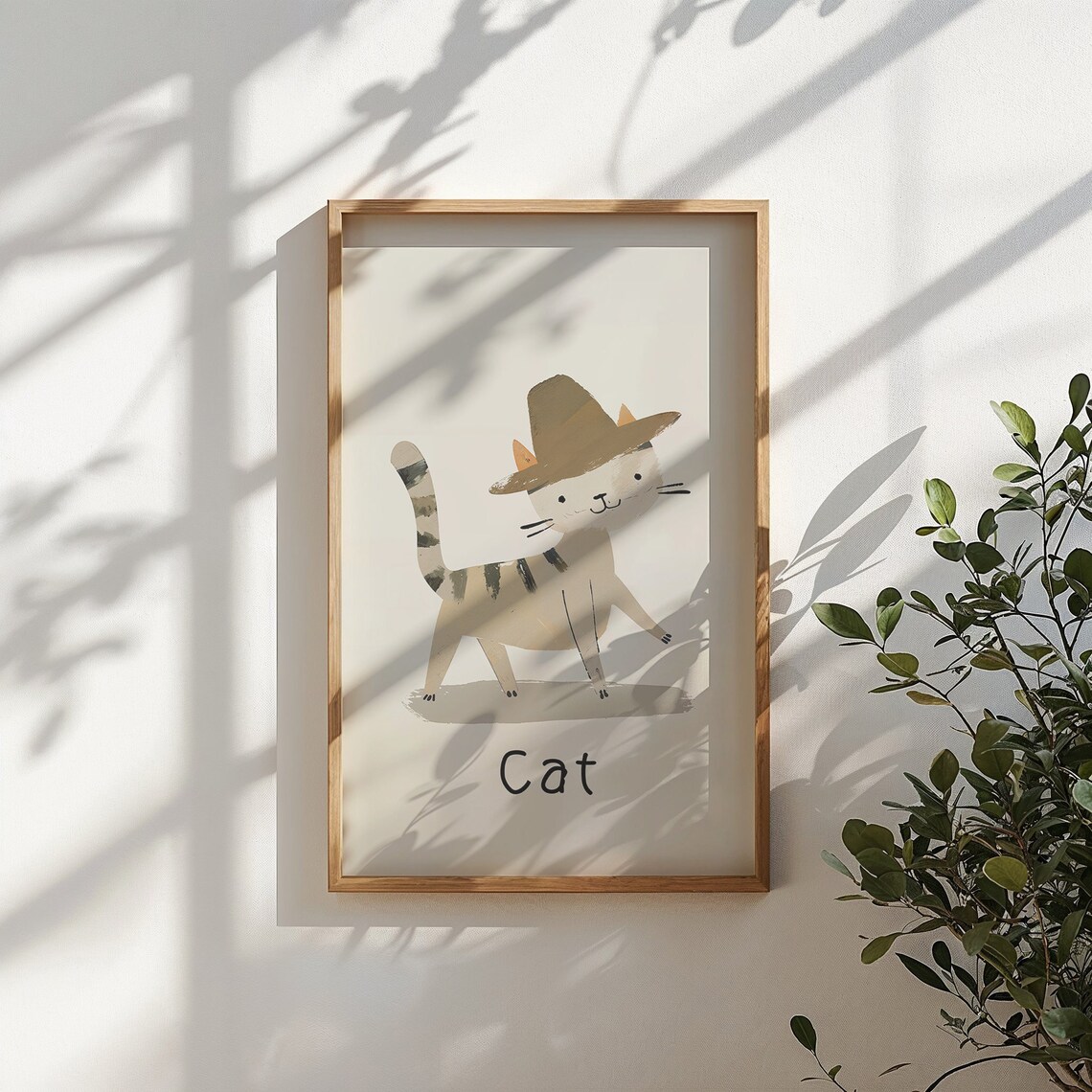 Cat With Hat Nursery Wall Art, Playful Feline Poster - Image 5