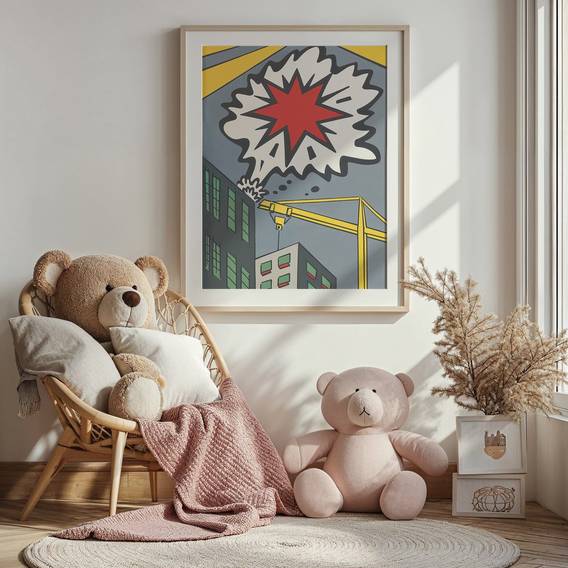 Pop Art City Crane Building Comic Starburst Kids Wall Art Poster - Image 4
