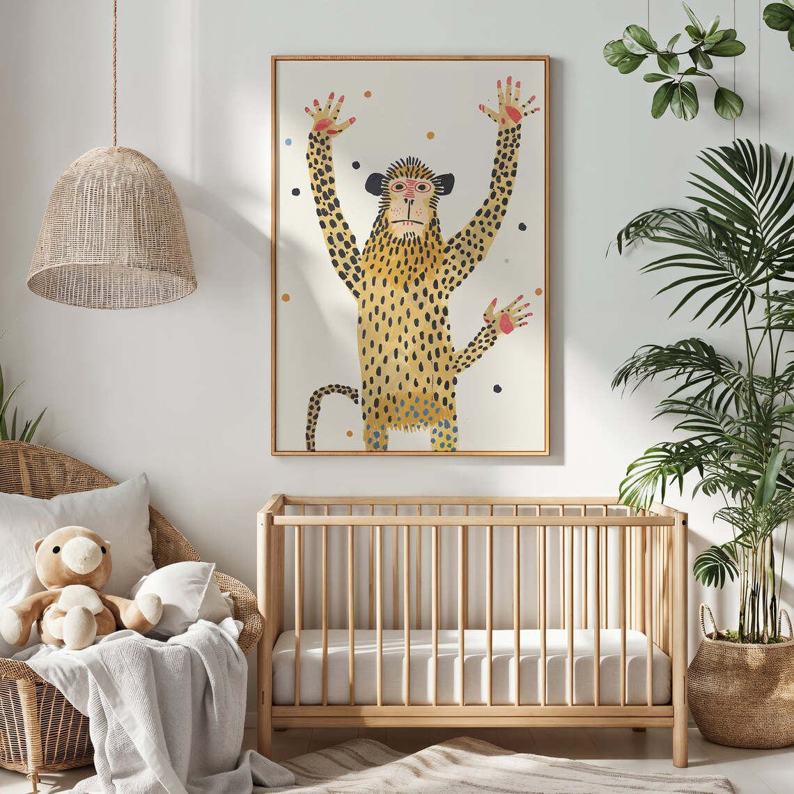 Playful Spotted Cheetah Confetti Dots Kids Safari Wall Art Poster - Image 4