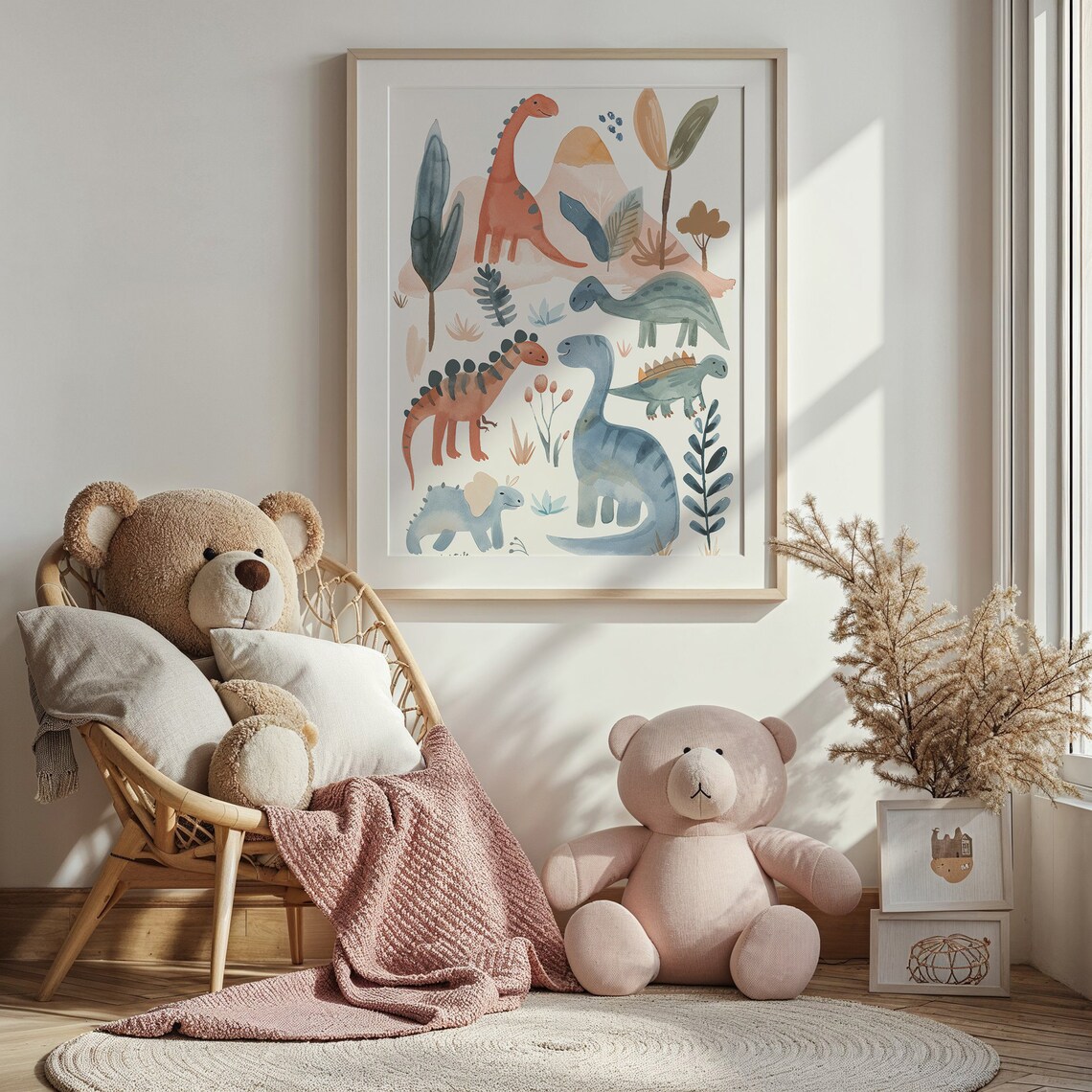 Watercolor Dinosaurs Nursery Poster Print for Playroom - Image 4