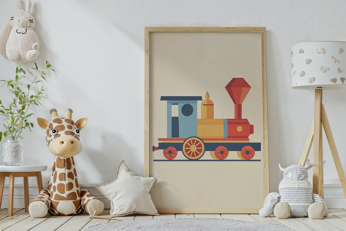 Vintage Train Nursery Art Print, Retro Locomotive - Image 4