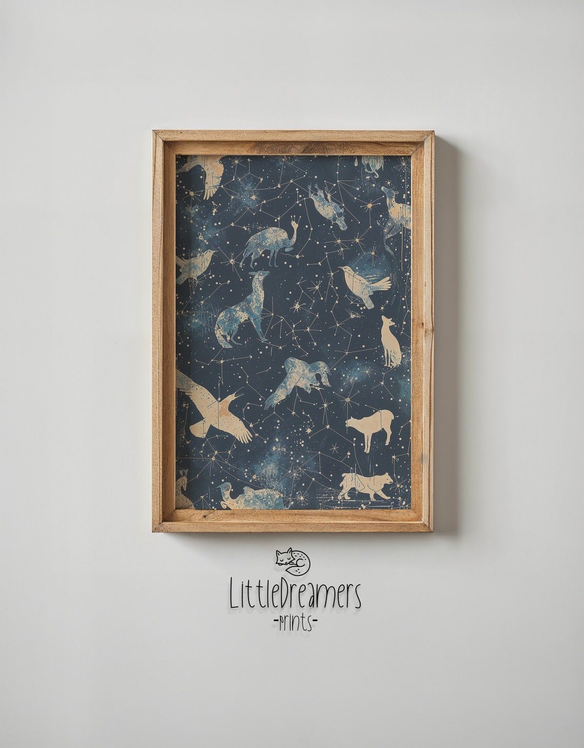 Celestial Animals Nursery Wall Art Kids Posters Decor Illustration Instant Starry Night Sky Background - Image 6