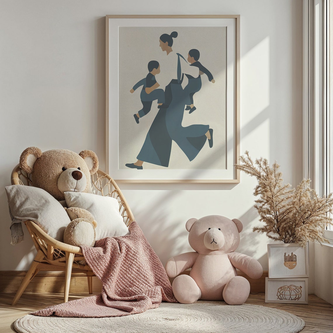 Mother And Children Art Family Nursery Wall Art Modern Kids Posters Minimalist Decor Motherhood Illustration Gift For New Mom - Image 4