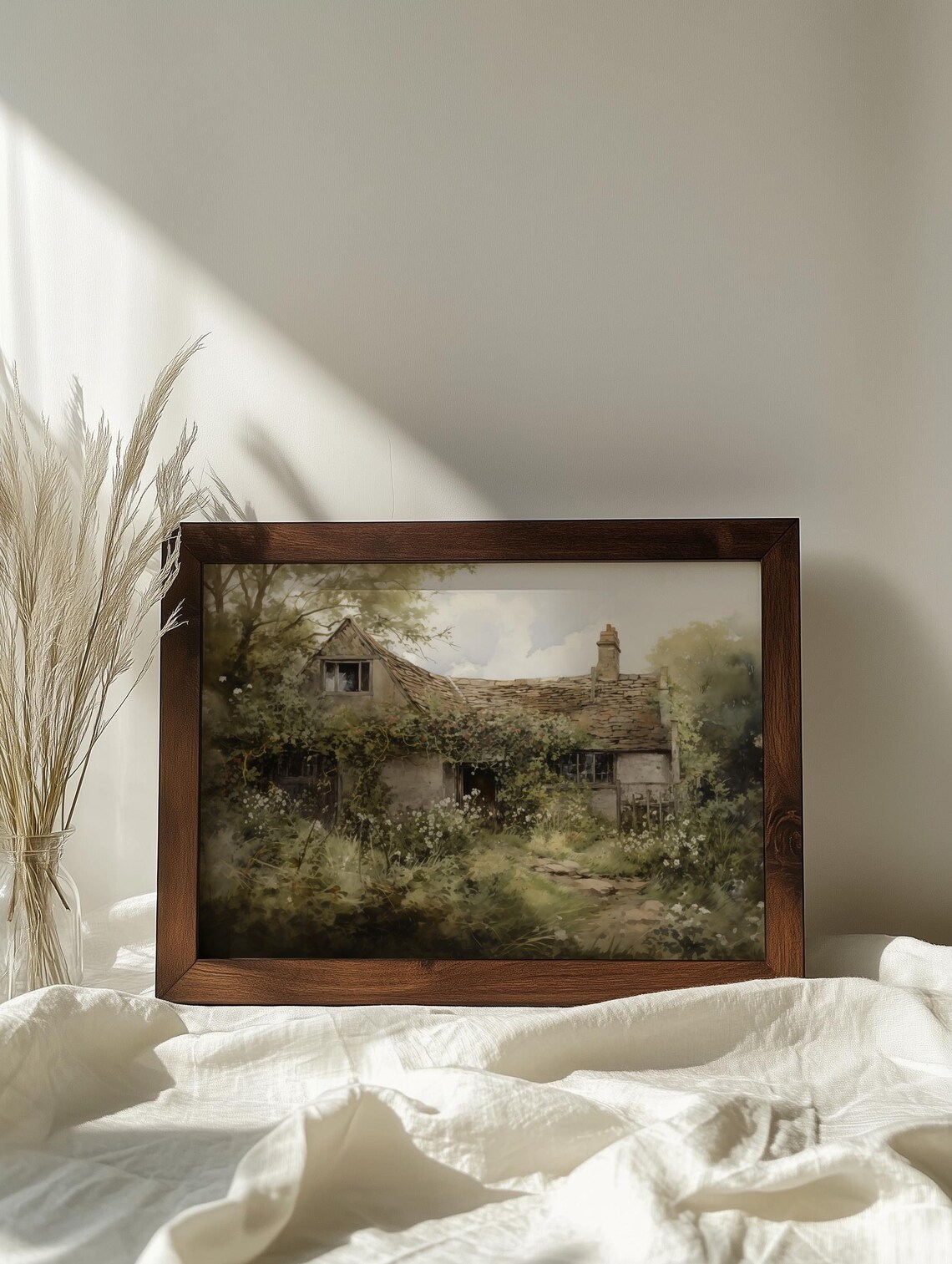 Overgrown English Cottage Painting Lush Green Garden Scene Poster - Image 5