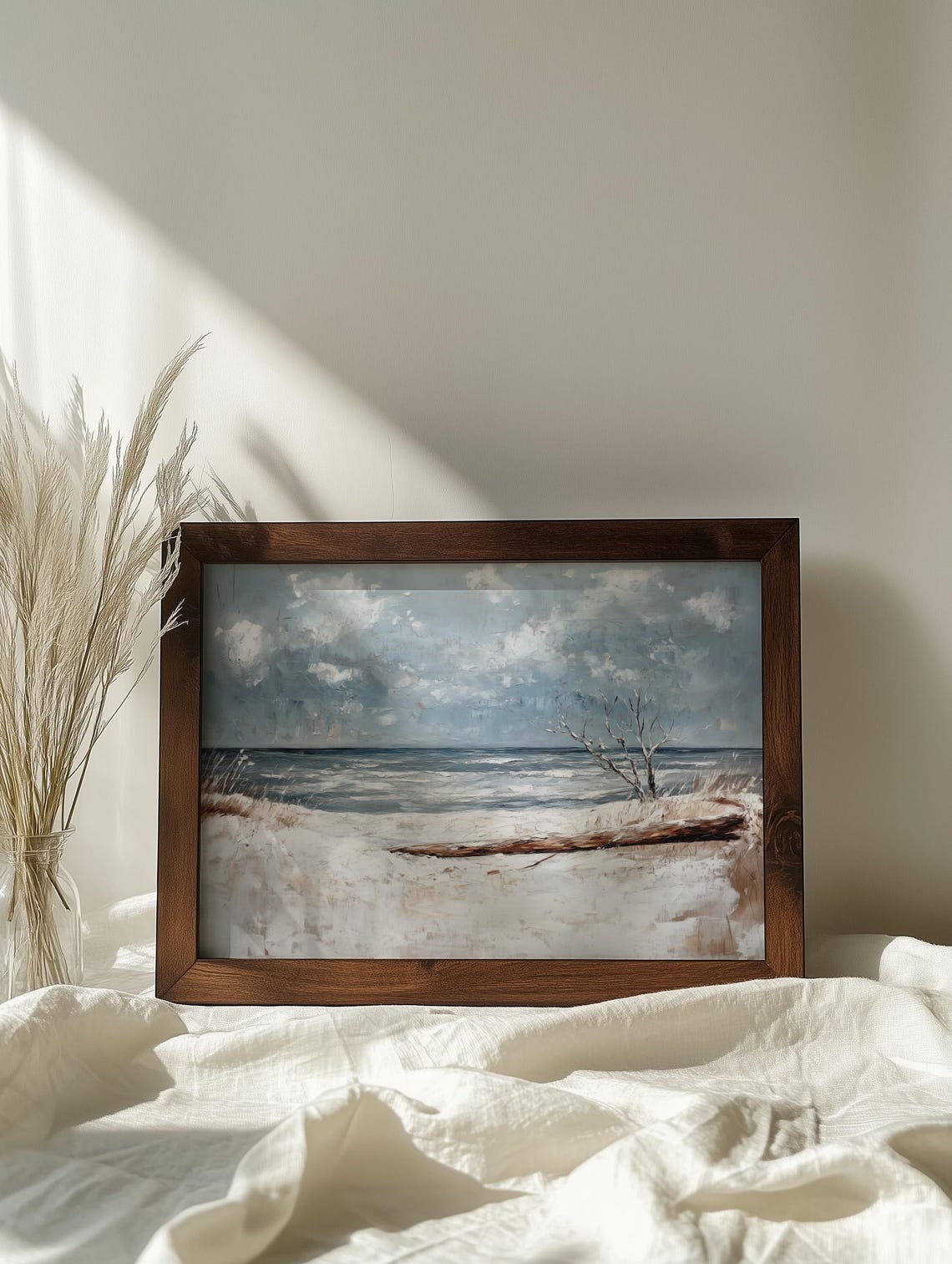 Cold Winter Beach Snowy Driftwood Shore Grey Seascape Poster - Image 8