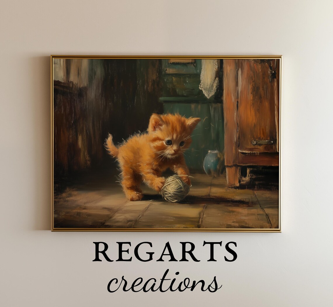 Orange Cat Decor, Pet Portraits Art Print