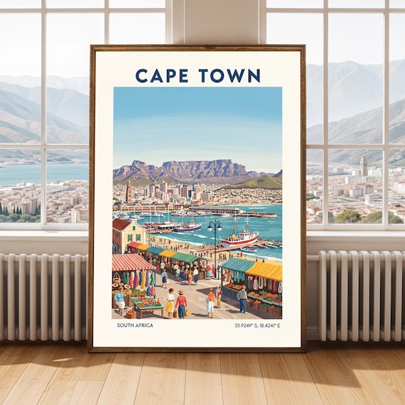 Cape Town South Africa Harbor Market Waterfront Travel Poster