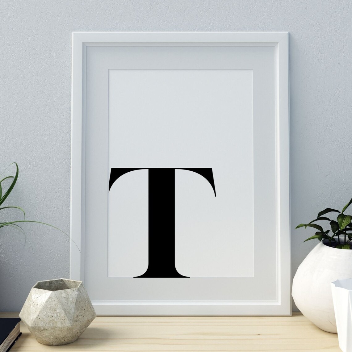Letter T Minimalist Alphabet Monogram Art Print