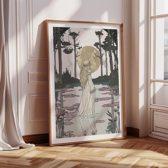 Rusalka Print Wall Art Forest Goddess Slavic Mythology World Poster Vintage Paintings Boho