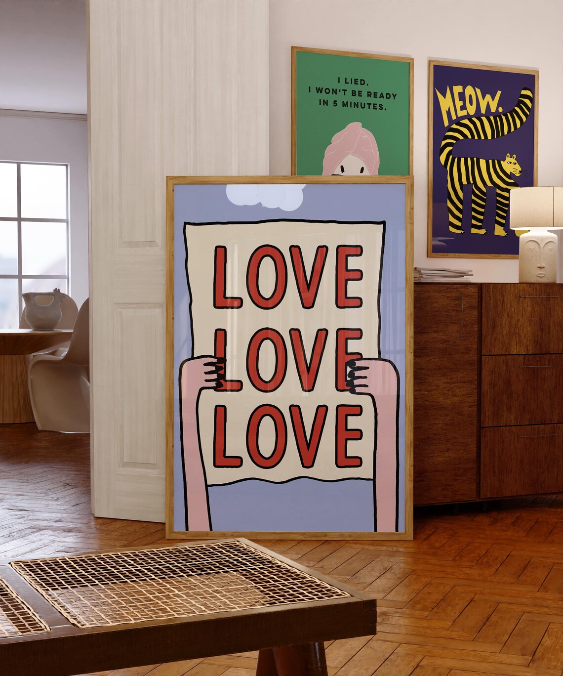 Love Love Love Retro Typography Bold Feel Good Message Poster