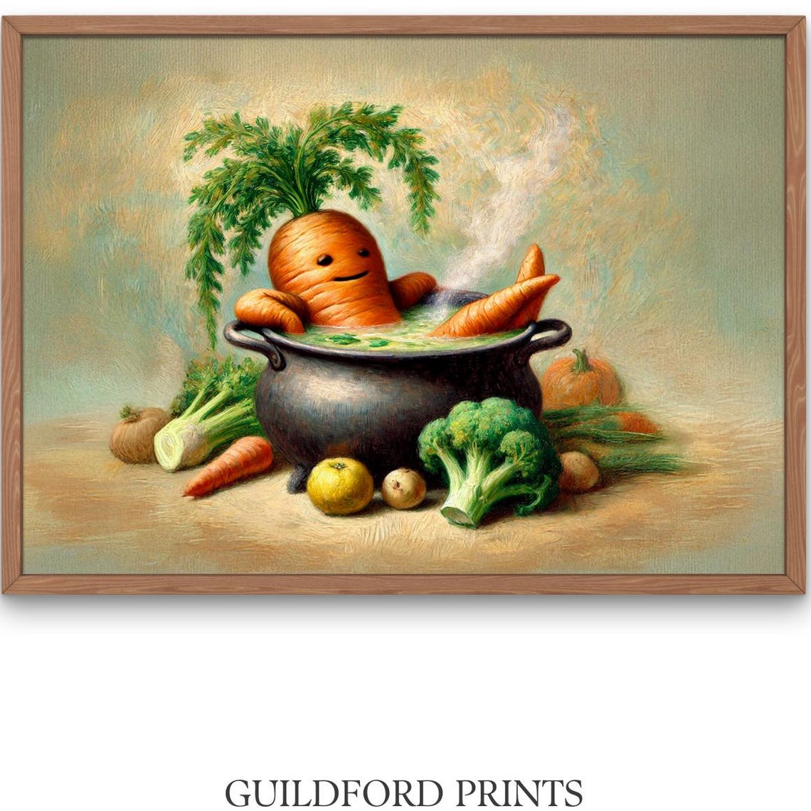 Vintage Carrot Soup Funny Kitchen Wall Art Print