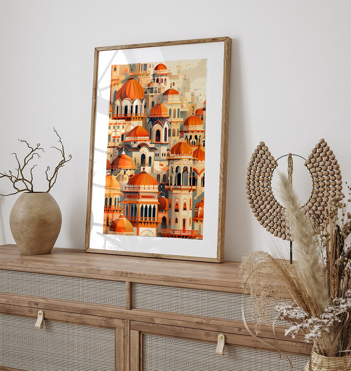 Indian Palace Cluster Orange Domes Arched Windows Dense Skyline Poster - Image 2