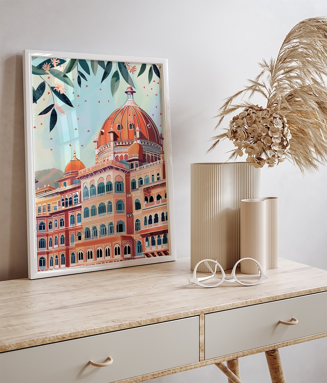 Mumbai Taj Hotel Orange Domes Tree Branch Indian Architecture Poster - Image 3