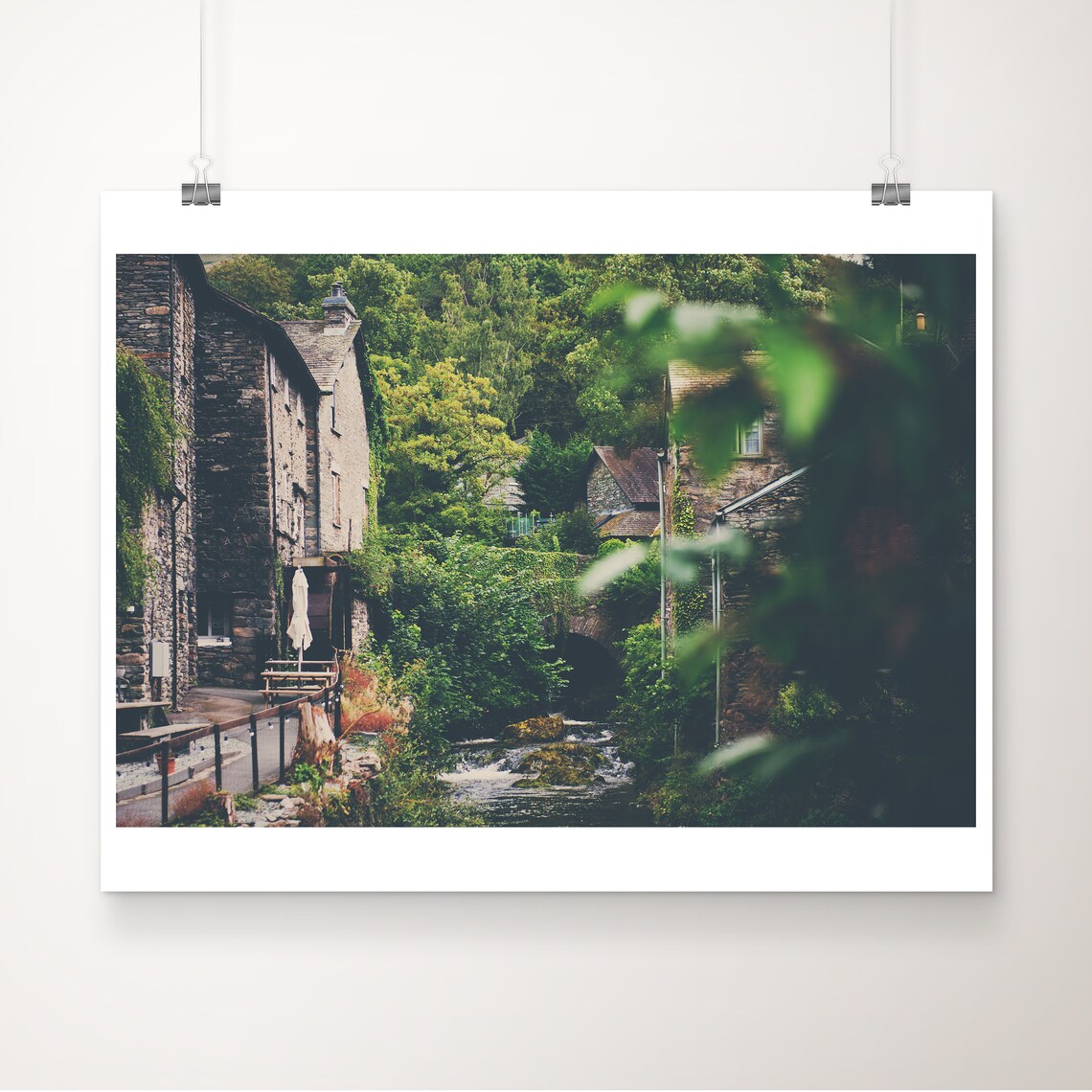 Ambleside Lake District Stone Cottages by the Stream Photo Poster