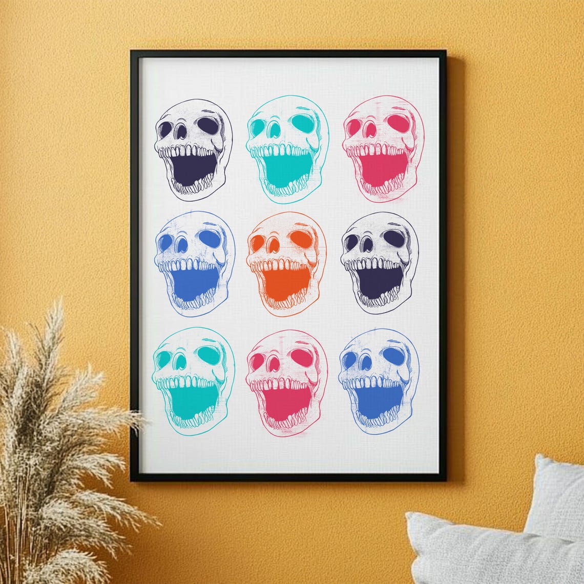Pop Art Skull 4 Jpeg Files In Iso 2x3 3x4 4x5 Retro Wall Art