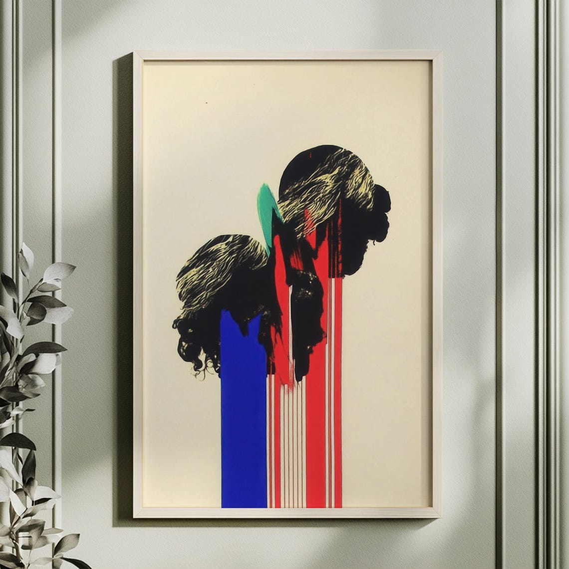 Abstract Surrealism Art Print Dripping Portrait Art Bold Red Blue Modern Wall Art Instant - Image 5