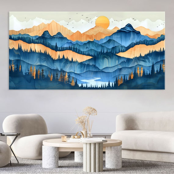 Wood Wall Art Mountain Wall Art Living Room Decor Abstract Mountain Wall Art Wood Texture Print Extra Large Wall Art