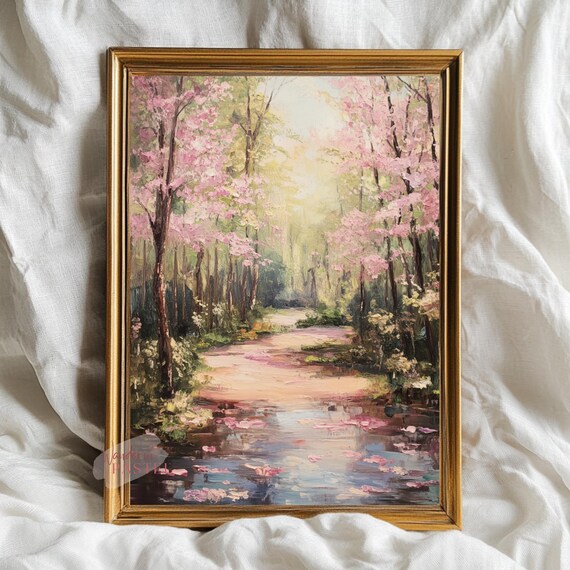 Impressionist Blooming Cherry Blossoms Spring Art Print