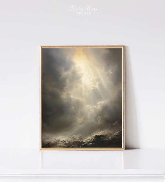 Vintage Stormy Seas Sun Breaking Through The Clouds Art Print Wall Art Antique Art Instant Art
