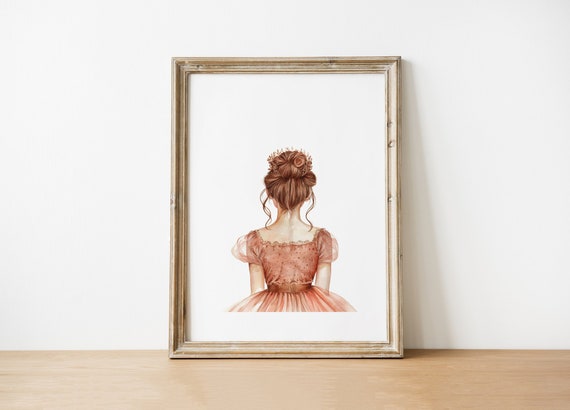 Princess Wall Art Vintageinspired Royal Portrait Nursery Room Decor Feminine Artwork Whimsical Girl Illustration