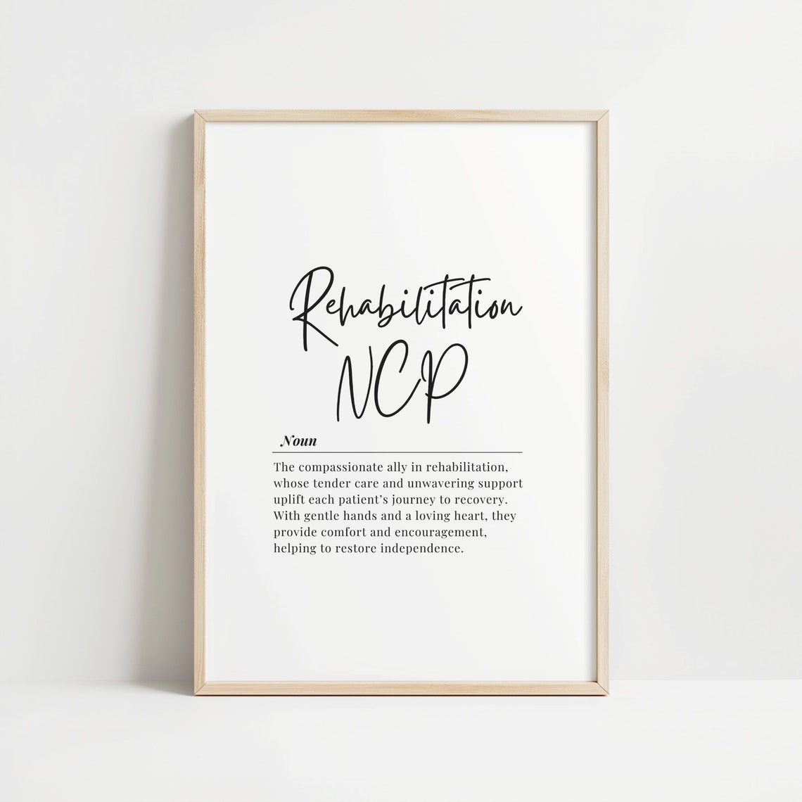 Rehabilitation NCP Noun Definition Healthcare Worker Gift Poster