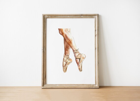 Watercolor Dancer Feet En Pointe Crossed Ballet Fine Art Poster